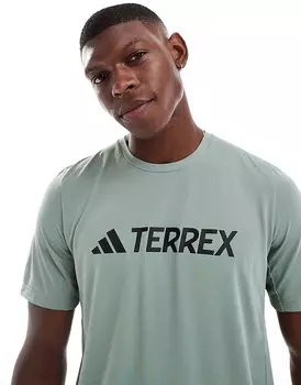 adidas Terrex – шалфейно-зеленая футболка с большим логотипом