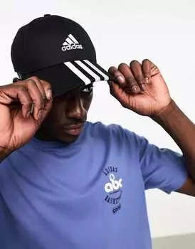 adidas Training – Черная бейсболка с тремя полосками