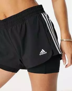 adidas Training – Pacer – черные шорты 2-в-1