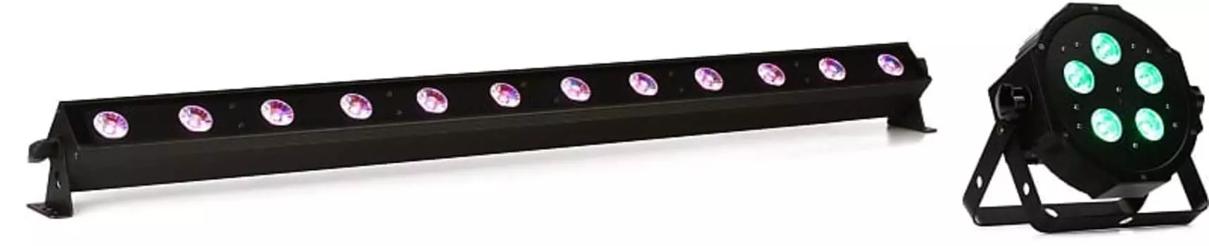 ADJ UB 12H 1-метровая 12-светодиодная линейка RGBAW+UV LED Bar с ADJ Mega Hex Par RGBAW+UV Par American DJ MEG600=1 UBH120=1