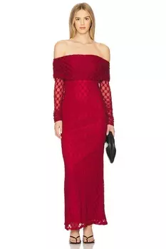Adoni платье макси с открытыми плечами Bardot, deep red