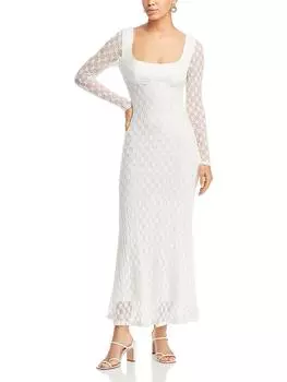 Adoni Женское кружевное платье макси с длинными рукавами Bardot, белый