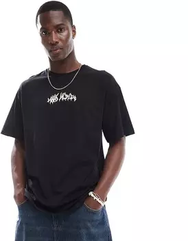 ADPT — черная футболка оверсайз с готической надписью