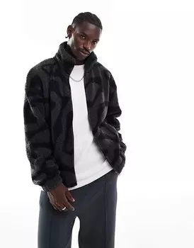 ADPT – Куртка из искусственной овчины черного цвета на молнии