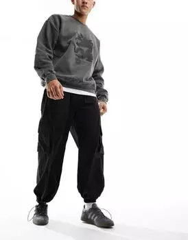 ADPT - Широкие брюки карго черного цвета