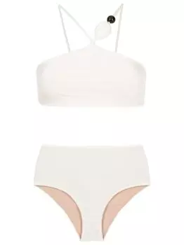 Adriana Degreas бикини Deco с завышенной талией и бусинами, белый