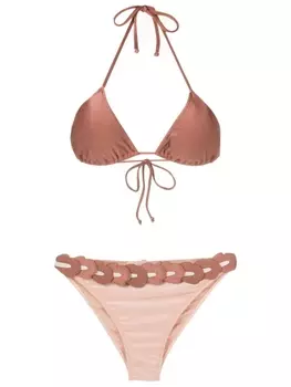 Adriana Degreas бикини Spray of Flowers с аппликацией, коричневый