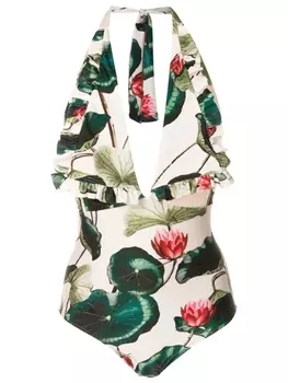 Adriana Degreas слитный купальник с принтом Victoria Regia, нейтральный цвет