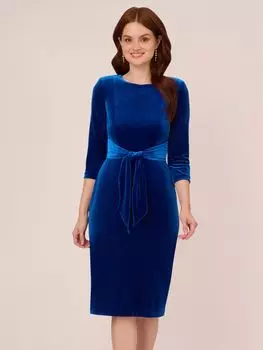 Adrianna Papell Бархатное платье с завязкой на талии, Deep Ocean