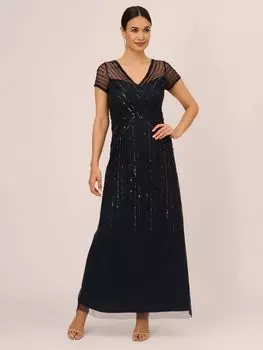 Adrianna Papell Платье из бисера Papell Studio, полночь/черный