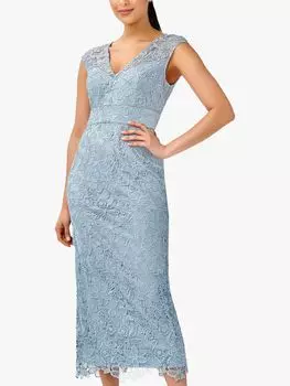 Adrianna Papell Платье миди из гипюрового кружева со столбиком, Spring Ice