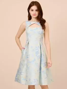 Adrianna Papell Жаккардовое платье с цветочным вырезом, синий/мульти