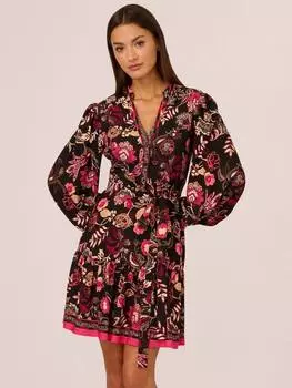 Адрианна в цветочном мини-платье Adrianna Papell, черный/разноцветный