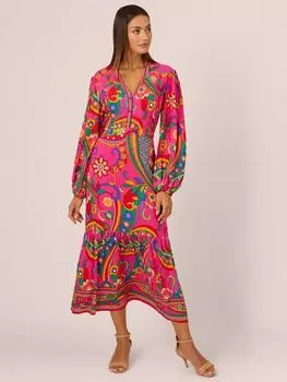 Адрианна в платье с воланами в стиле ретро Adrianna Papell, розовый/разноцветный