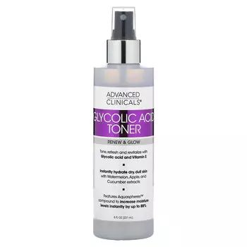 Advanced Clinicals, Тоник с гликолевой кислотой, обновление и сияние, 237 мл (8 жидк. Унций)