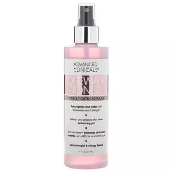 Advanced Clinicals, Тоник с розовой водой, тонизирующий и придающий упругость состав, 237 мл (8 жидк. унций)