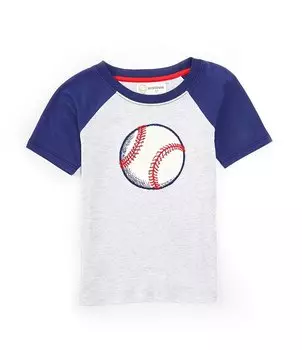 Adventurewear 360 Little Boys 2T-6 Бейсбольная футболка с короткими рукавами реглан и аппликацией, серый