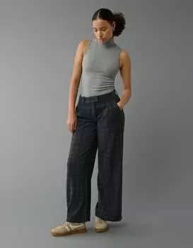 AE Stretch Curvy Брюки широкого кроя с высокой талией American Eagle Outfitters, цвет onyx black