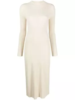 AERON платье миди Lara в рубчик, нейтральный цвет