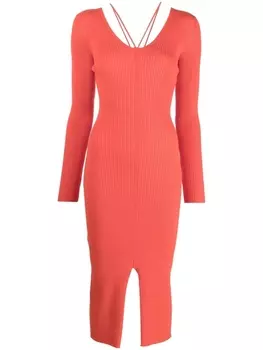 AERON платье миди Rivolie в рубчик, красный