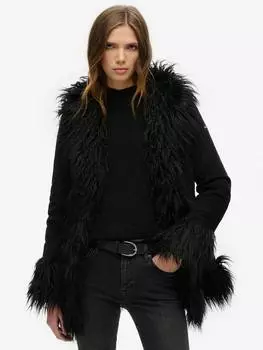 Афганское пальто на подкладке из искусственного меха Superdry, черный