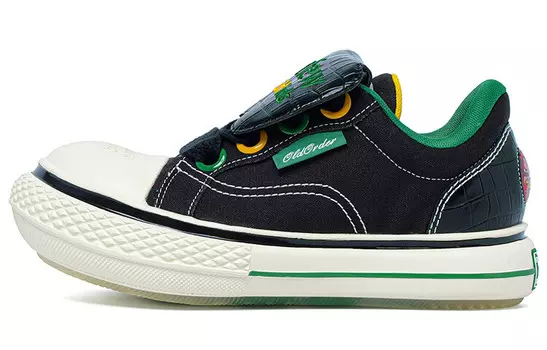 Afgk X Canvas Shoes Unisex Low-top Black/Green/Yellow Old Order