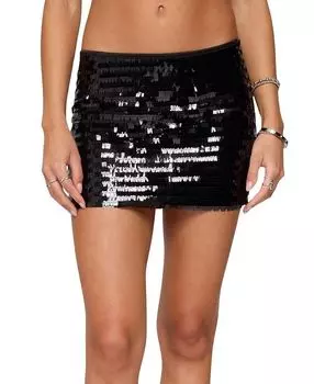 Афра Мини-юбка с бахромой и пайетками Edikted, черный