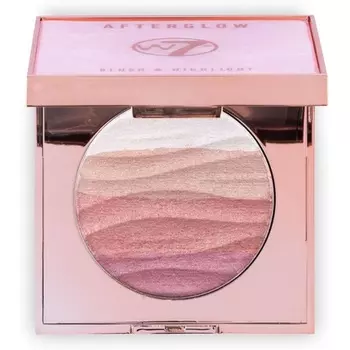 Afterglow Blusher & Highlight Compact - розовая и золотая сияющая компактная пудра W7