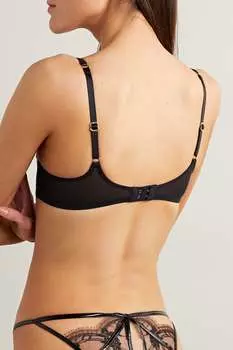 AGENT PROVOCATEUR Бюстгальтер балконет Alyss с отделкой из ПВХ и кружевом на косточках, черный