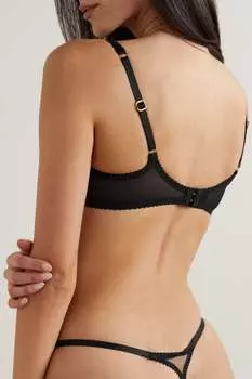 AGENT PROVOCATEUR Бюстгальтер Lornaheart с фестонами и вышивкой на косточках из тюля с мягкой чашкой, черный