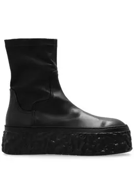 AGL кожаные ботильоны с фактурной подошвой, черный