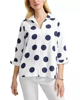 Agnes 3/4 Sleeved Dot Shirt – Блуза Agnes с рукавом 3/4 в горошек Foxcroft, мультиколор