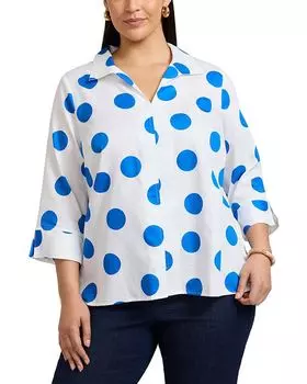 Agnes 3/4 Sleeved Dot Shirt – Блуза Agnes с рукавом 3/4 в горошек Foxcroft Plus, мультиколор