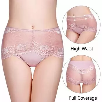 Agnes Orinda Женское нижнее белье, кружевные трусики со средней талией и цветочным принтом, 4 упаковки Agnes Orinda
