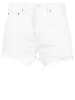 AGOLDE джинсовые шорты с бахромой, белый