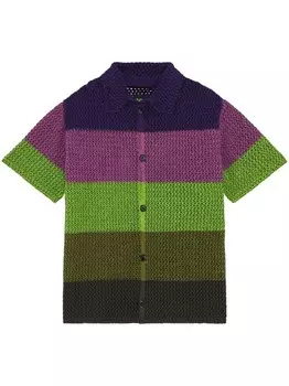 AGR полосатая рубашка в технике кроше, синий