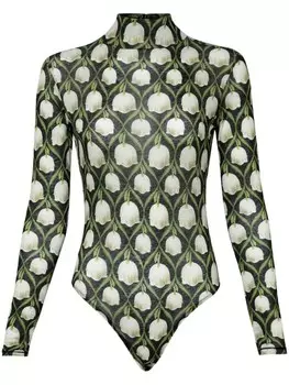 Agua By Agua Bendita боди Cayena Perla с цветочным принтом, черный