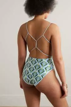 AGUA BY AGUA BENDITA + NET SUSTAIN купальник Cermica Margarita из переработанного материала с цветочным принтом, синий