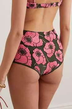 AGUA BY AGUA BENDITA + NET SUSTAIN Трусики-бикини Geranio из переработанного материала с вышивкой, розовый