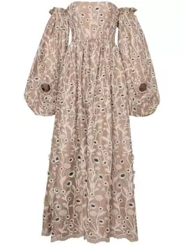 Agua By Agua Bendita платье Alheli Petalo, нейтральный цвет