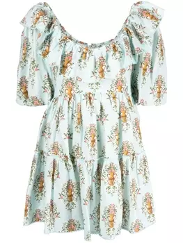 Agua By Agua Bendita платье мини с цветочным принтом, синий