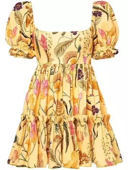 Agua By Agua Bendita платье мини Alaria Habitat с вышивкой, желтый