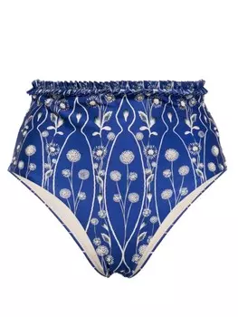 Agua By Agua Bendita плавки бикини Nopal с цветочным принтом, синий