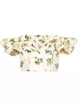 Agua By Agua Bendita укороченный топ Aceituna с цветочным принтом, нейтральный цвет