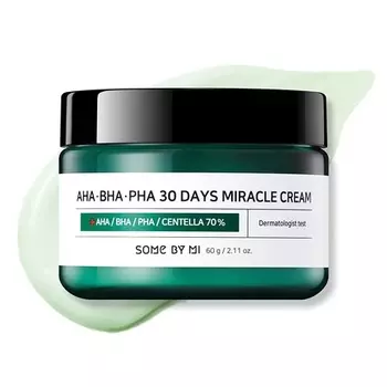 Aha Bha Pha 30 Days Miracle Cream 60G - Мягкий барьерный крем для борьбы с прыщами и чувствительной кожи, Some By Mi