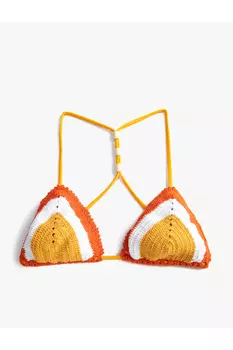 ahika Ercmen X - Вязаный бикини-топ с треугольными чашечками крючком Koton, разноцветный