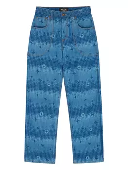 Ahluwalia джинсы с принтом, синий