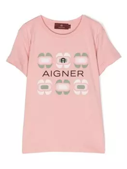 Aigner Kids футболка с логотипом, розовый