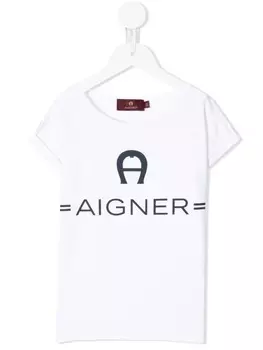 Aigner Kids футболка с рукавами кап и логотипом, белый