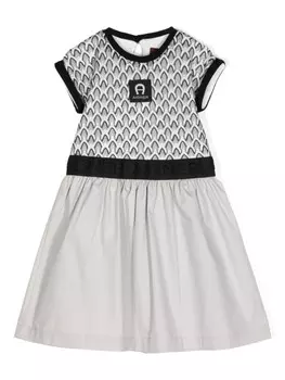 Aigner Kids хлопковое платье с логотипом, черный